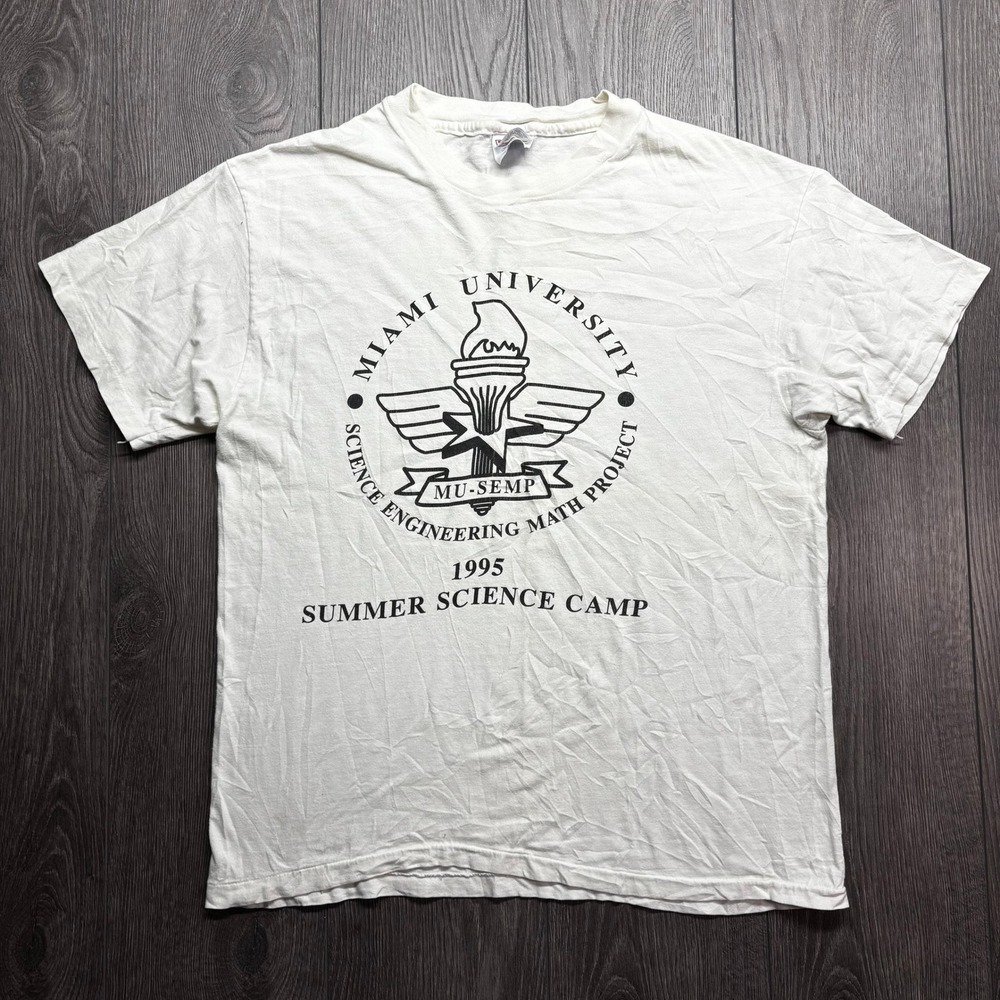 Vintage 1995 Miami University Summer Science Camp Hanes Beefy T-Shirt Mens Large